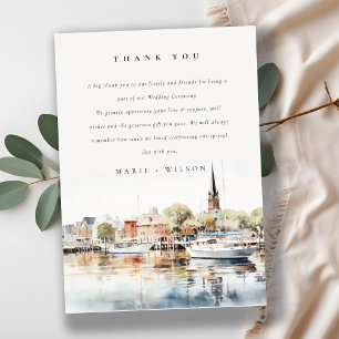 Chic Annapolis Maryland Watercolor Bröllop Tack Kort