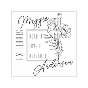 Chic   Anpassat namn Ex Libris Bok Platt Självfärgande Stämpel