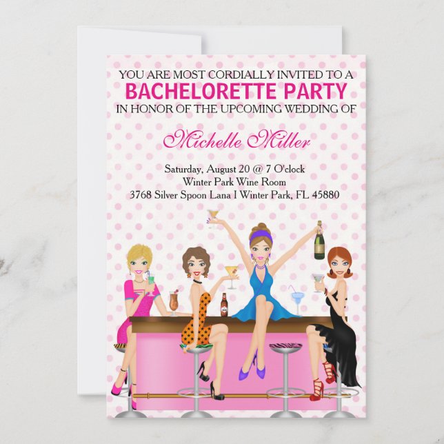 Chic Anpassningsbar av Bachelorette Bash Inbjudningar (Framsida)