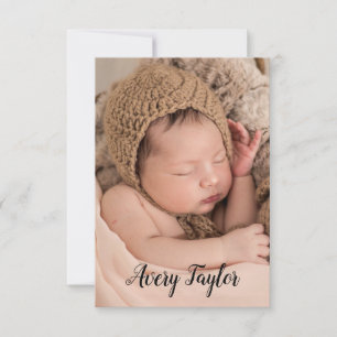 Chic Anpassningsbar Baby Photo Namn Script Birth Meddelande