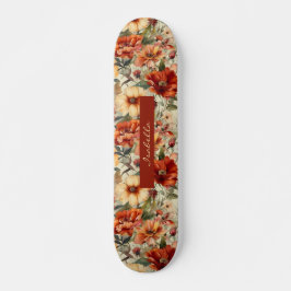 Chic Anpassningsbar Blommönstret Vattenfärg Mini Skateboard Bräda 18,5 Cm
