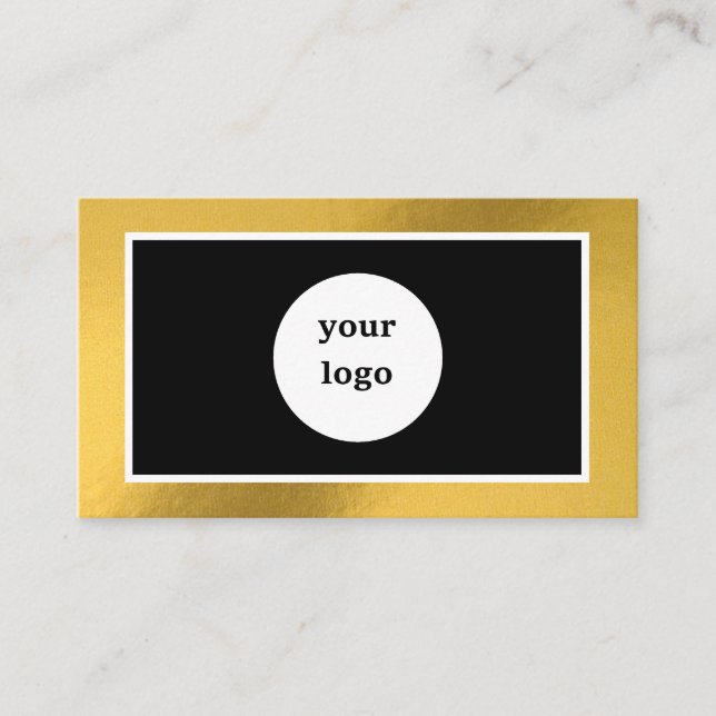 Chic anpassningsbar logotyp guld ram moderna affär visitkort (Framsida)