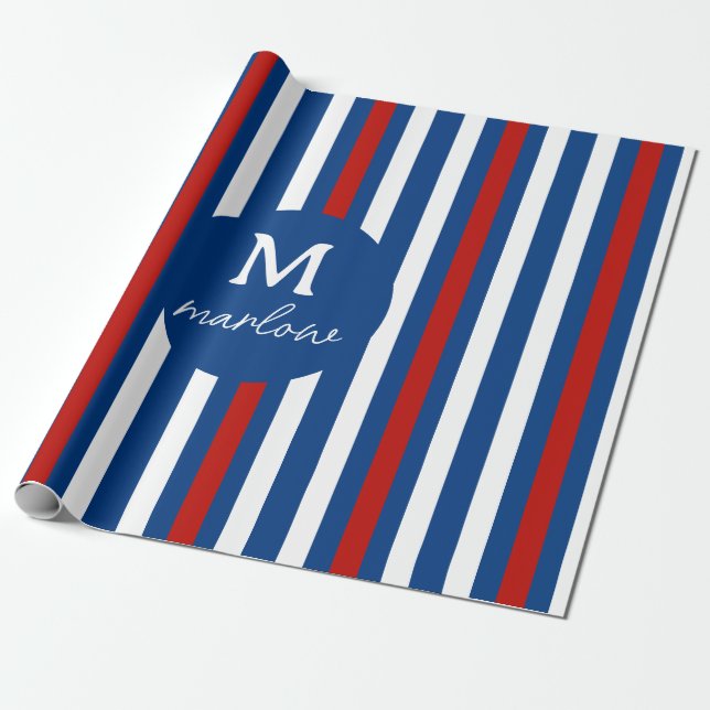 Chic Anpassningsbar Monogram Namn Wrapping Pappra  Presentpapper (Utrullad)