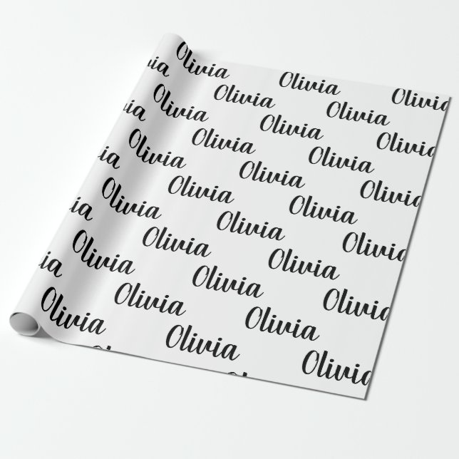 Chic Anpassningsbar Personlig Namn White & Black Presentpapper (Utrullad)