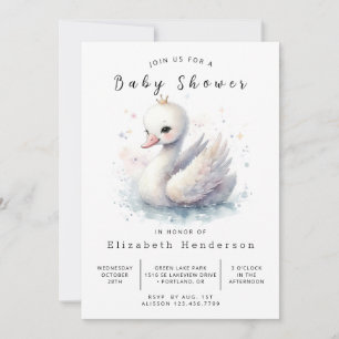 Chic Anpassningsbar Svan Baby Shower Inbjudningar