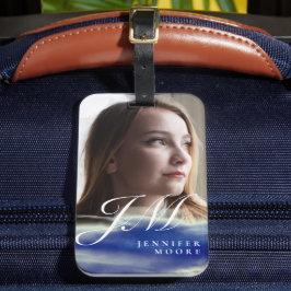 Chic Anpassningsbar Torquise Blue Abstrakt Photo M Bagagebricka