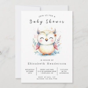 Chic Anpassningsbar Uggla Baby Shower Inbjudningar