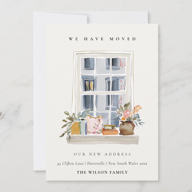 Chic Apartment Floral Window We have Moved Card Tack Kort (Framsida)