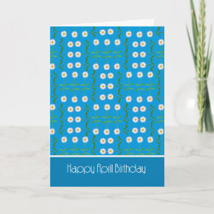 Chic April Birthday Card: Daisy på Teal Kort