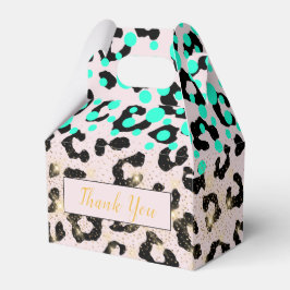 Chic Aqua Animal Print Guld Dust Party-favoritruta Presentaskar