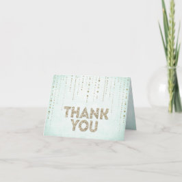 Chic Aqua Blå & Guld Glitter Tack Kort