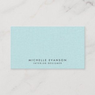 Chic Aqua Blue Linen Simple Professionell Visitkort