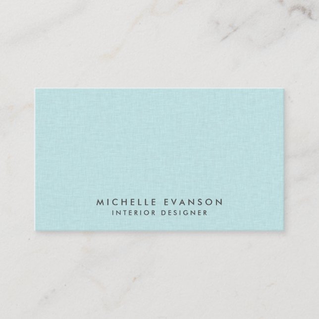 Chic Aqua Blue Linen Simple Professionell Visitkort (Framsida)