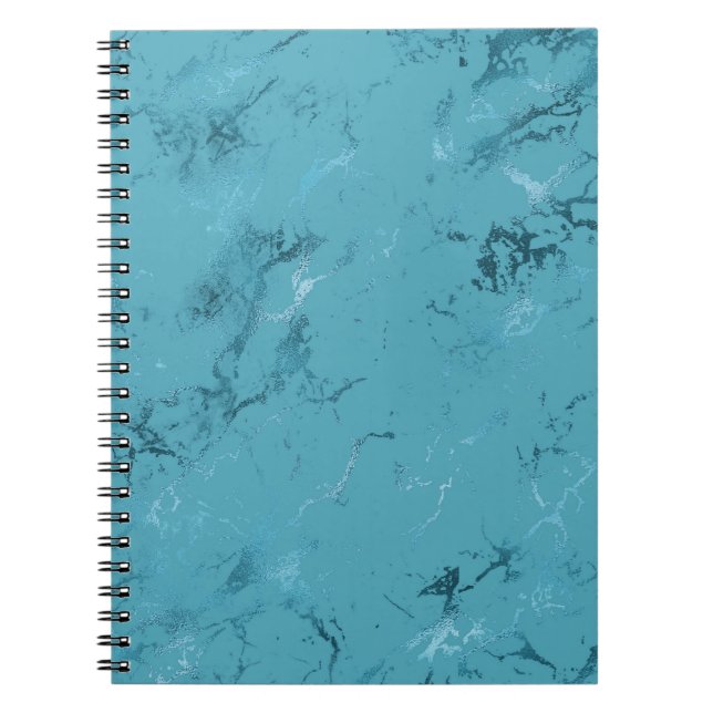 Chic Aqua Blue Marble Anteckningsbok (Framsidan)