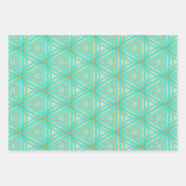 Chic Aqua Blue och Guld Geometric