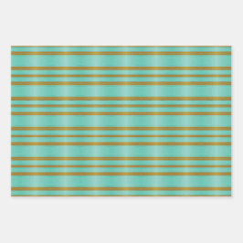 Chic Aqua Blue och Guld Stripe