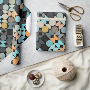 Chic Aqua Blue Rust Orange Circles Art Mönster Presentpapper