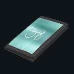 Chic Aqua Brushed Metall White Monogram<br><div class="desc">Lägg till ett glam i din sensemble med den här personligen för elegant. Den här chicens designmall har ett stort vitt skriptmonogram på en bakgrund av borstat metallisk struktur. En unik gigantisk gåva till födelsedag,  helgdagar och alla speciella tillfällen. Designad bara för dig av Extreme Tees!</div>