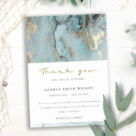 CHIC AQUA DUSKY BLUE GULD AGATE SYMPATHY MEMORIAL TACK KORT