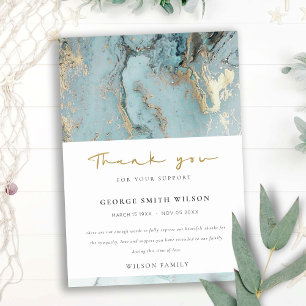 CHIC AQUA DUSKY BLUE GULD AGATE SYMPATHY MEMORIAL TACK KORT