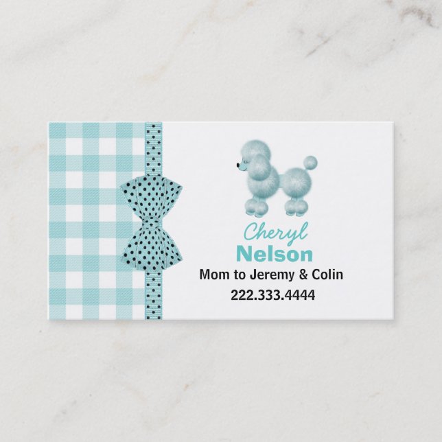 Chic Aqua Fransk Pudel Mamma Card (Framsida)