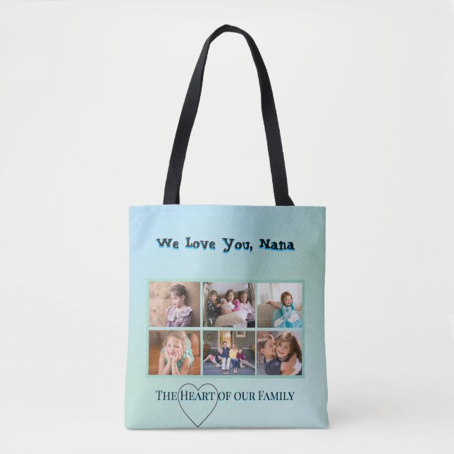 Chic Aqua Nana 6-Photo Family Tygkasse (Framsida)