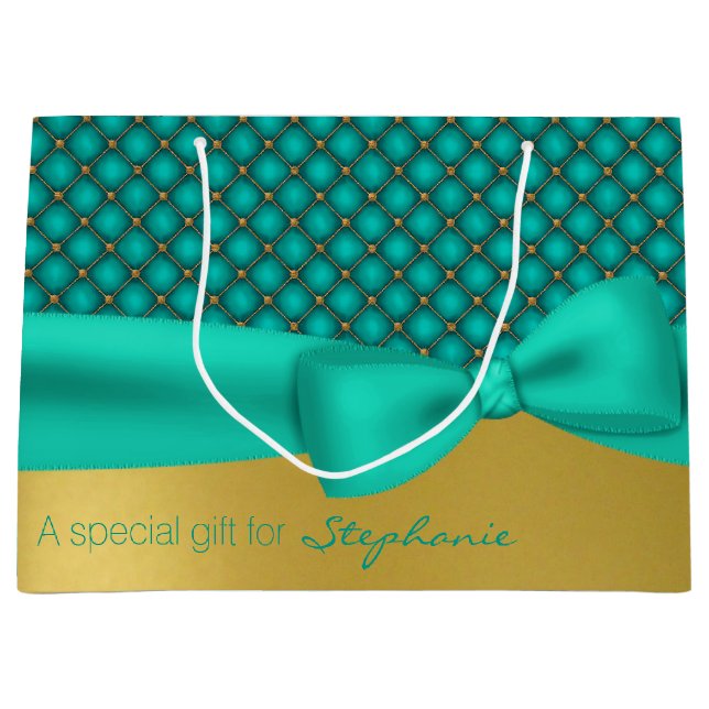 Chic Aqua och Guld Mönster Anpassningsbar Gift Bag (Framsidan)