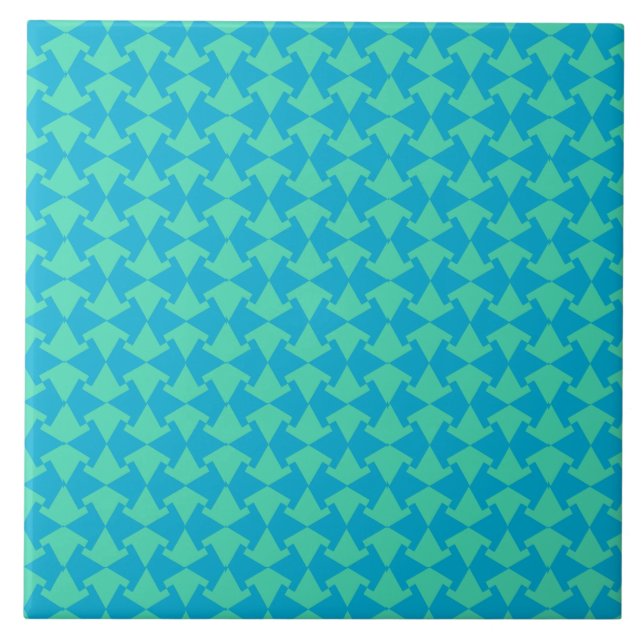 Chic Aqua och Turquise Islamic Geometric Mönster Kakelplatta (Framsidan)