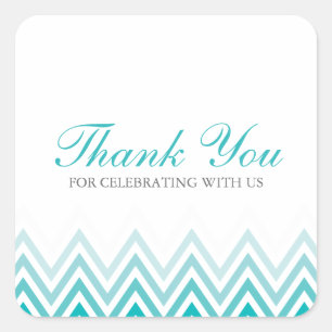 Chic Aqua Ombre Chevrons Fyrkantigt Klistermärke