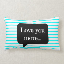 Chic aqua-/vitrandar, älskar dig mer lumbarkudde