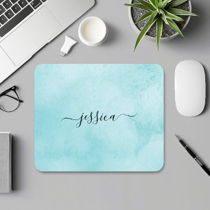 Chic Aqua Watercolor Calligraphy-skript Musmatta