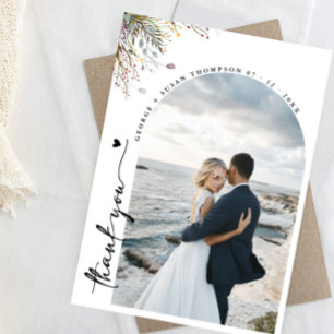 Chic Arch Boho Bröllop Photo Tack Script Invi Inbjudningar