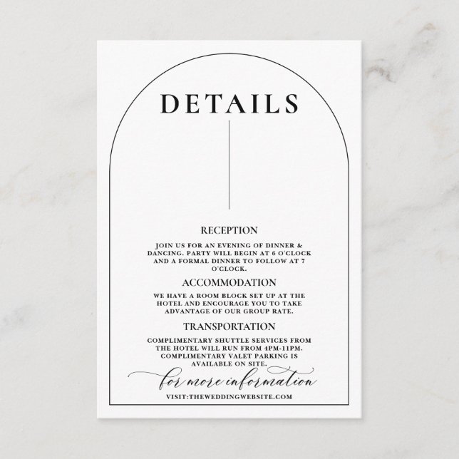 Chic Arch Modern Snyggt Elegant Tilläggskort (Framsida)