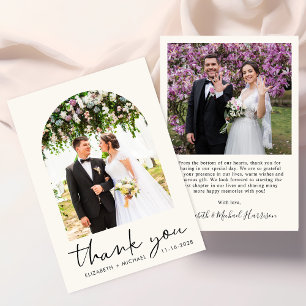 Chic Arch Photo Cream Bröllop Tack Kort