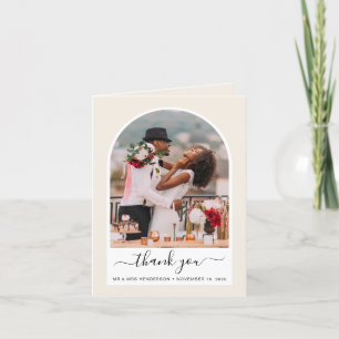 Chic Arch Photo Cream Bröllop Tack Kort