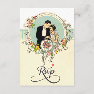 Chic Art 1920:s Bröllop OSA i Bride & Groom Kort
