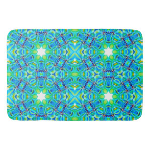 Chic Artistic Mandala Artwork in Aqua Färg Badrumsmatta
