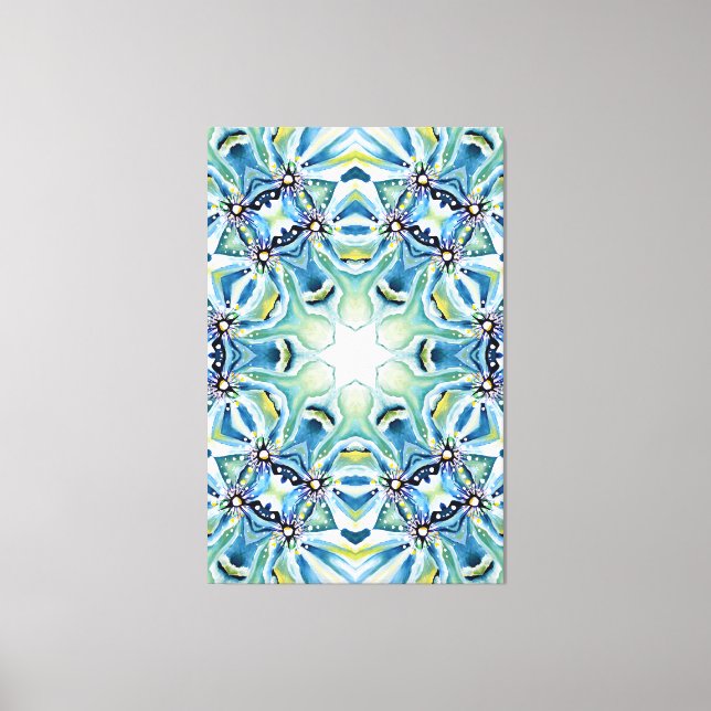 Chic Artistic Mandala Artwork in Aqua Färg Canvastryck (Framsida)