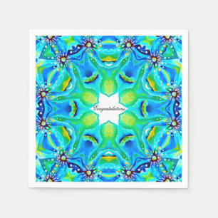Chic Artistic Mandala Artwork in Aqua Färg Pappersservett