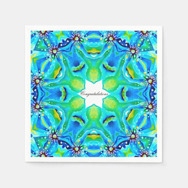 Chic Artistic Mandala Artwork in Aqua Färg Pappersservett (Framsidan)