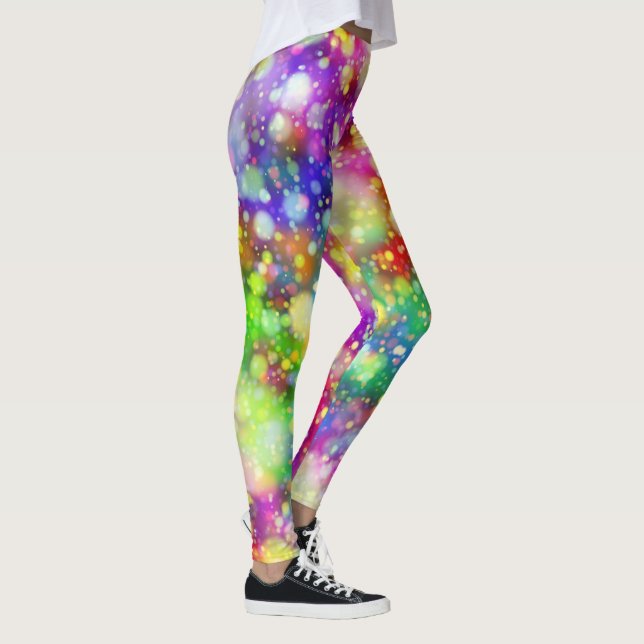 Chic Artsy Rainbow Bokeh Workout Leggings (Höger)