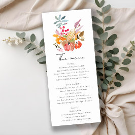 Chic Autumn Harvest Pumpkin Bröllop Menu Card Inbjudningar