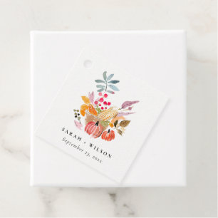 Chic Autumn Harvest Pumpkin Watercolor Bröllop Gåvor Etiketter