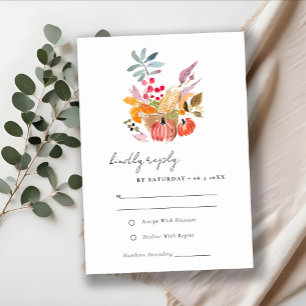 Chic Autumn Harvest Pumpkin Watercolor Bröllop OSA Kort