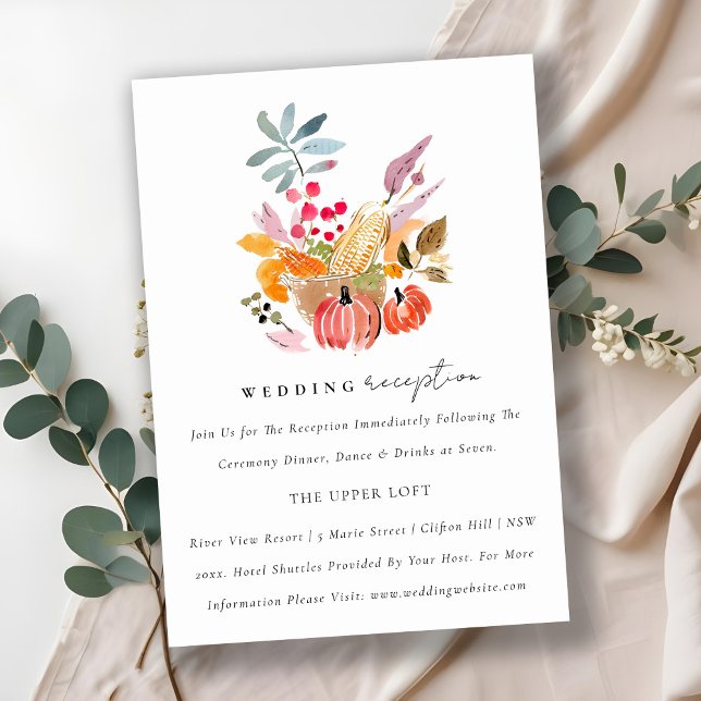 Chic Autumn Harvest Pumpkin Wedding Reception Tilläggskort (Skapare uppladdad)