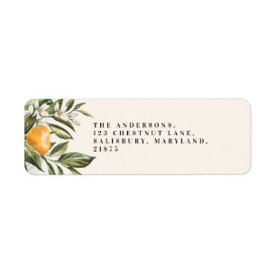 Chic av botanisk rustik möhippa av Citrus orange b Returadress Etikett