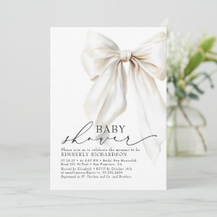 Chic av  Cream för vit elegant Bow Baby Shower Inbjudningar