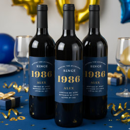 chic av den 40:e födelsedagen Namn 1986, Eleganten Vinflaska Etikett