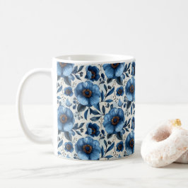 Chic av Eleganten Flower för marin blå Retro Cute- Kaffemugg