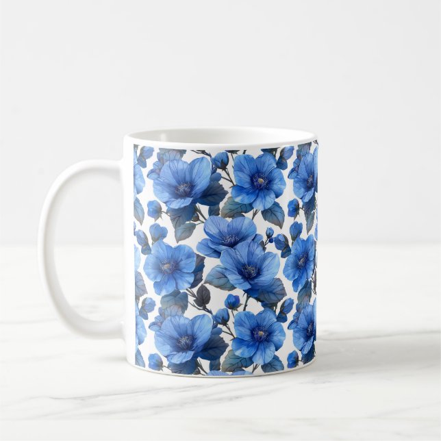 Chic av Eleganten Flower för marin blå Retro Cute- Kaffemugg (Vänster)